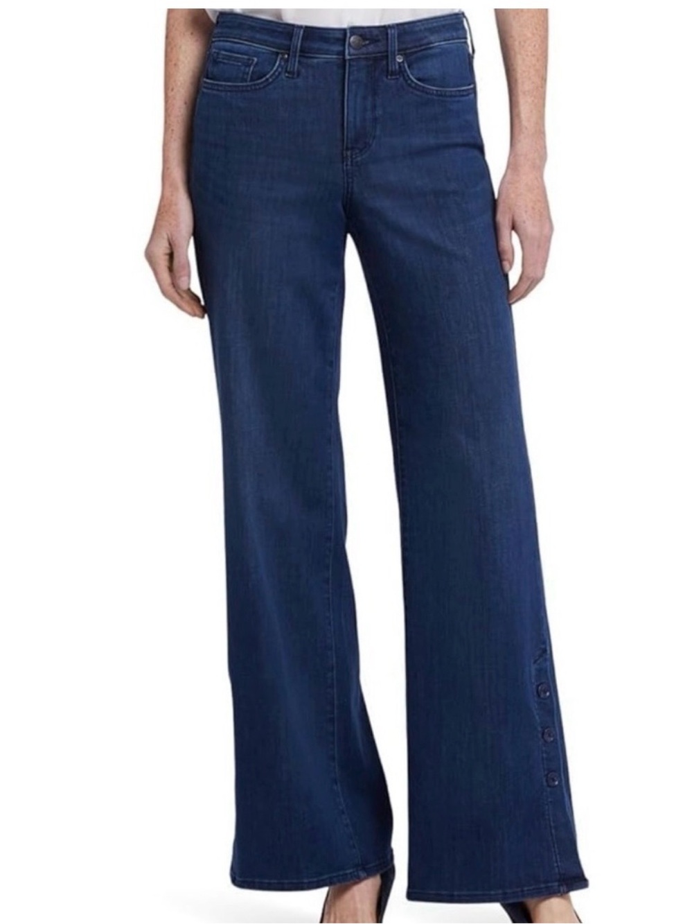 NYDJ Teresa Wide Leg Jean 14W Long Button Ankle Detail